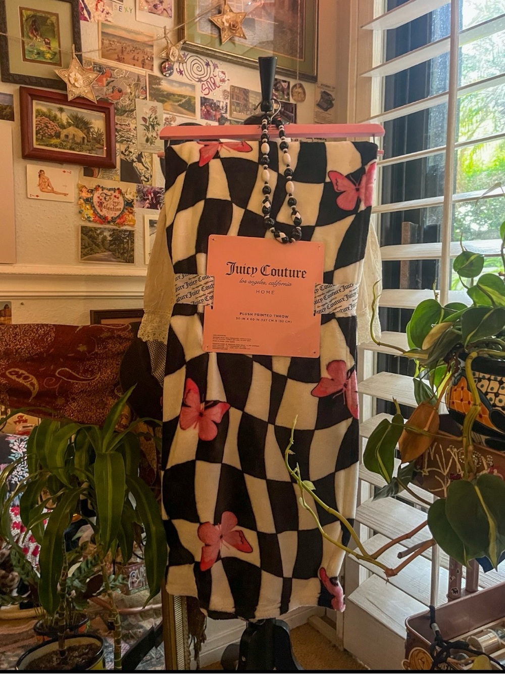Juicy Couture checkered butterfly throw🖤💋